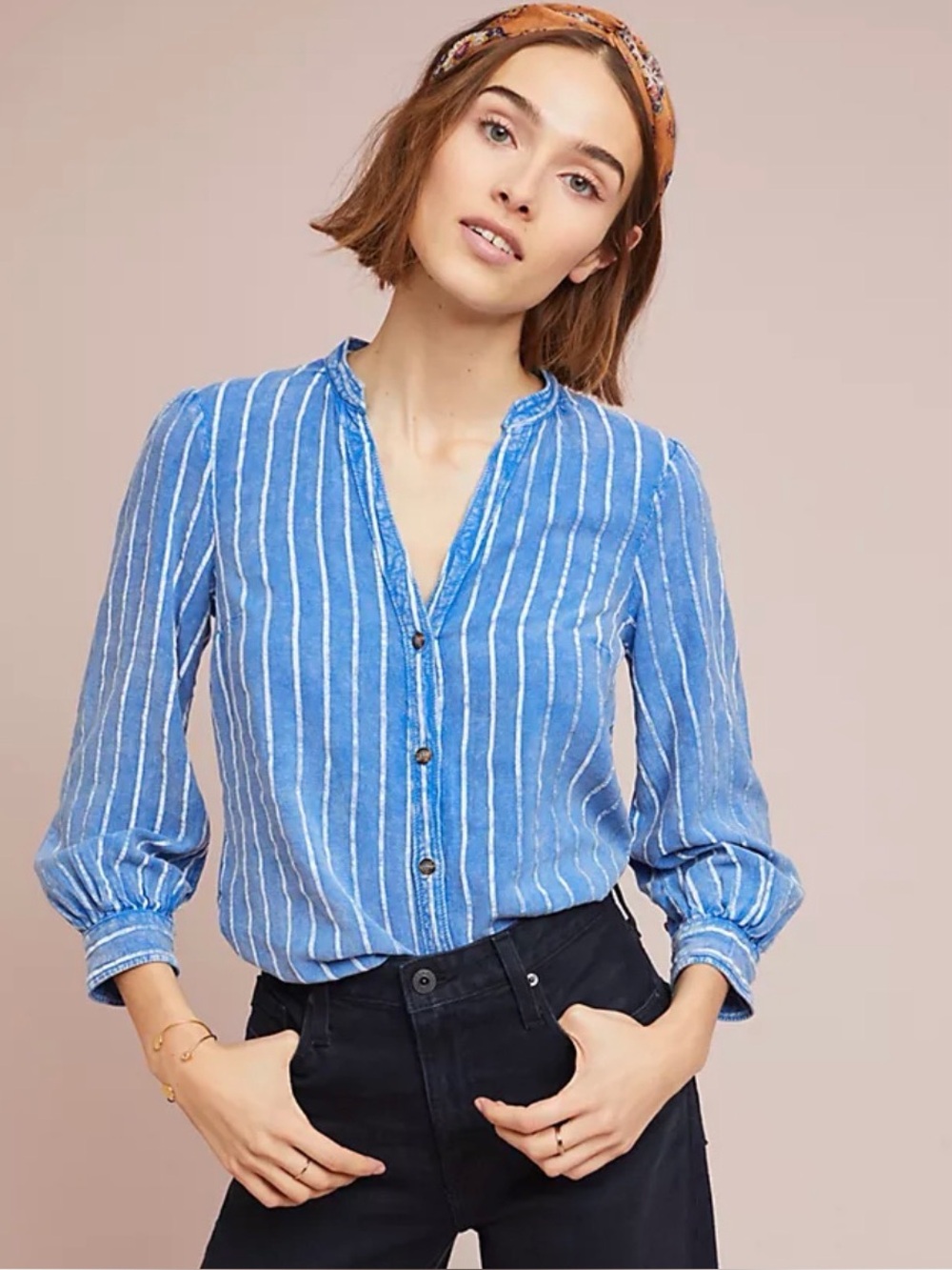 Anthropologie Chenille Striped Tunic Shirt Linen Blend NWT Size 14